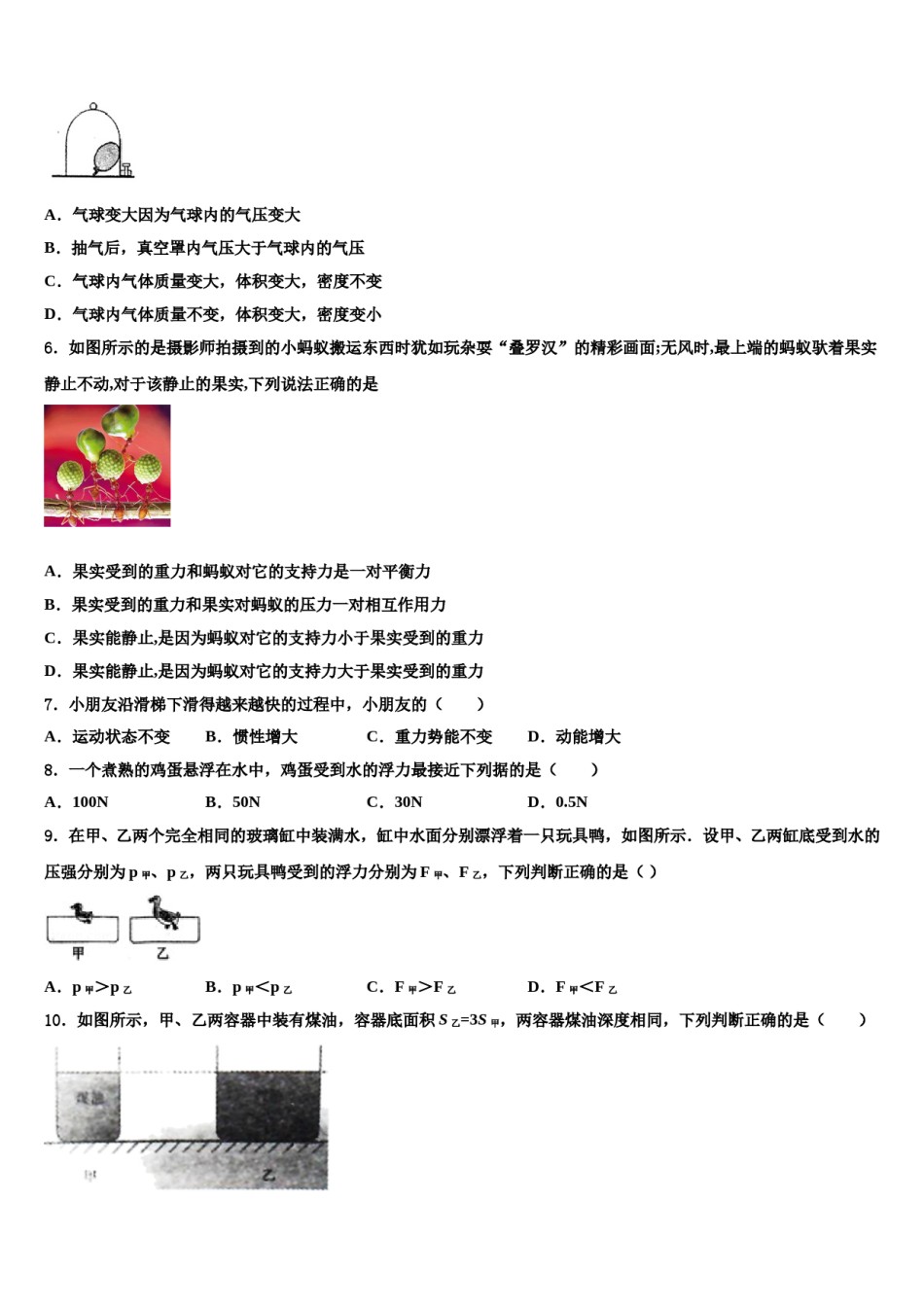 2023-2024学年河南省郑州市河南省实验中学八下物理期末统考试题含解析.doc_第2页