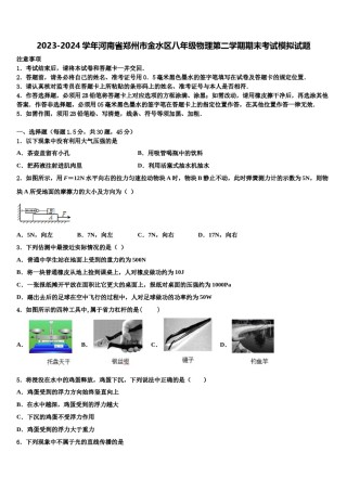 2023-2024学年河南省郑州市金水区八年级物理第二学期期末考试模拟试题含解析.doc
