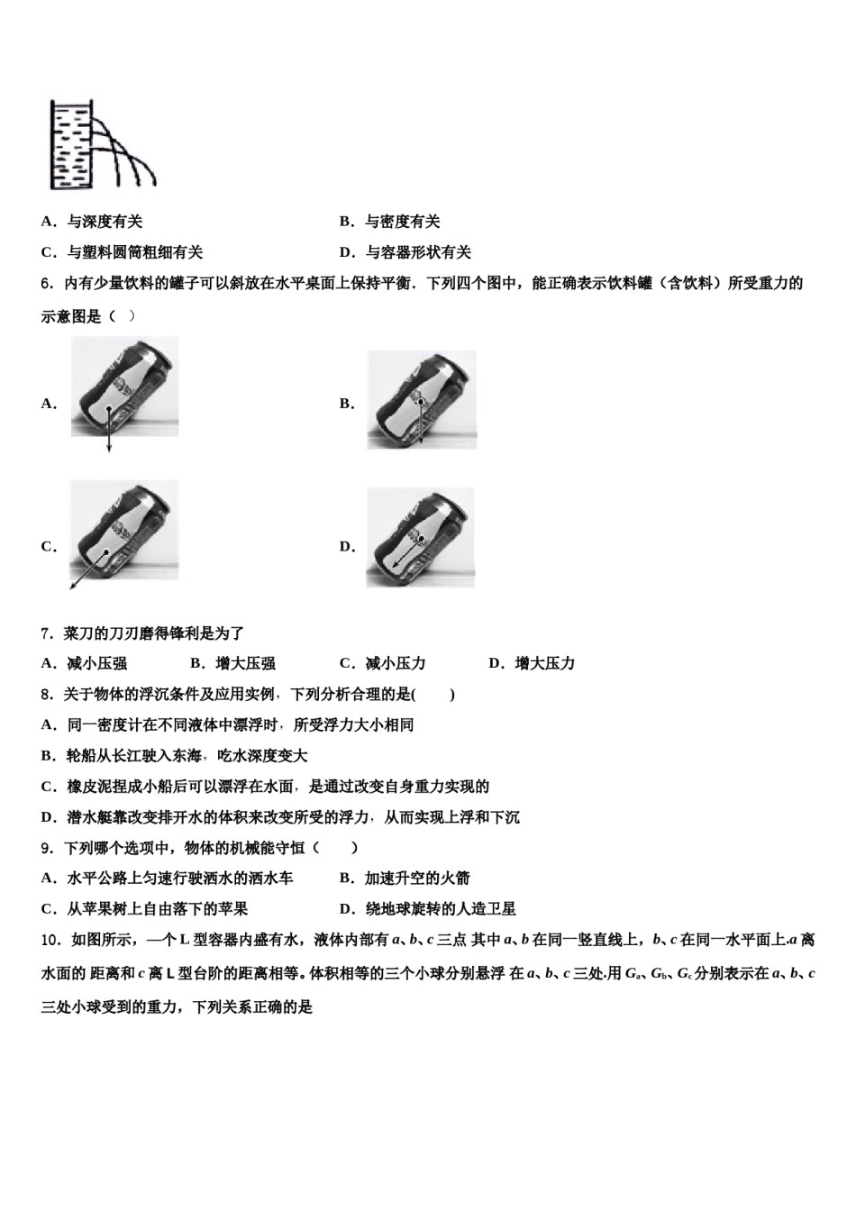 2023-2024学年河南省镇平县联考物理八下期末教学质量检测模拟试题含解析.doc_第2页
