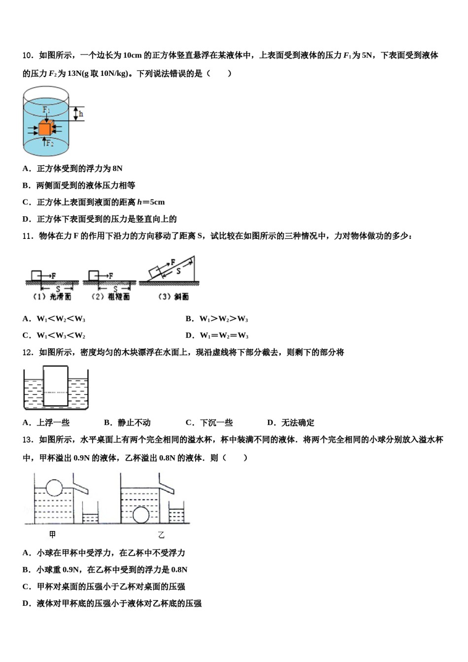 2023-2024学年河南省驻马店市正阳县八下物理期末经典试题含解析.doc_第3页