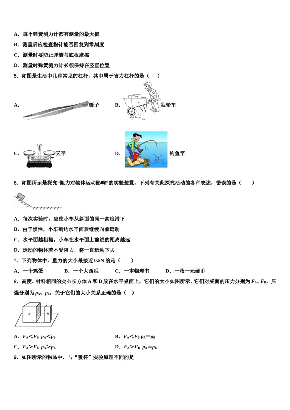 2023-2024学年河南省驻马店市第十七中学八年级物理第二学期期末预测试题含解析.doc_第2页