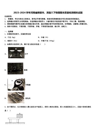2023-2024学年河南省鹤壁市、淇县八下物理期末质量检测模拟试题含解析.doc