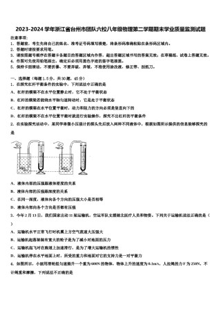 2023-2024学年浙江省台州市团队六校八年级物理第二学期期末学业质量监测试题含解析.doc