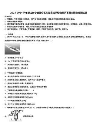 2023-2024学年浙江省宁波北仑区东海实验学校物理八下期末达标检测试题含解析.doc
