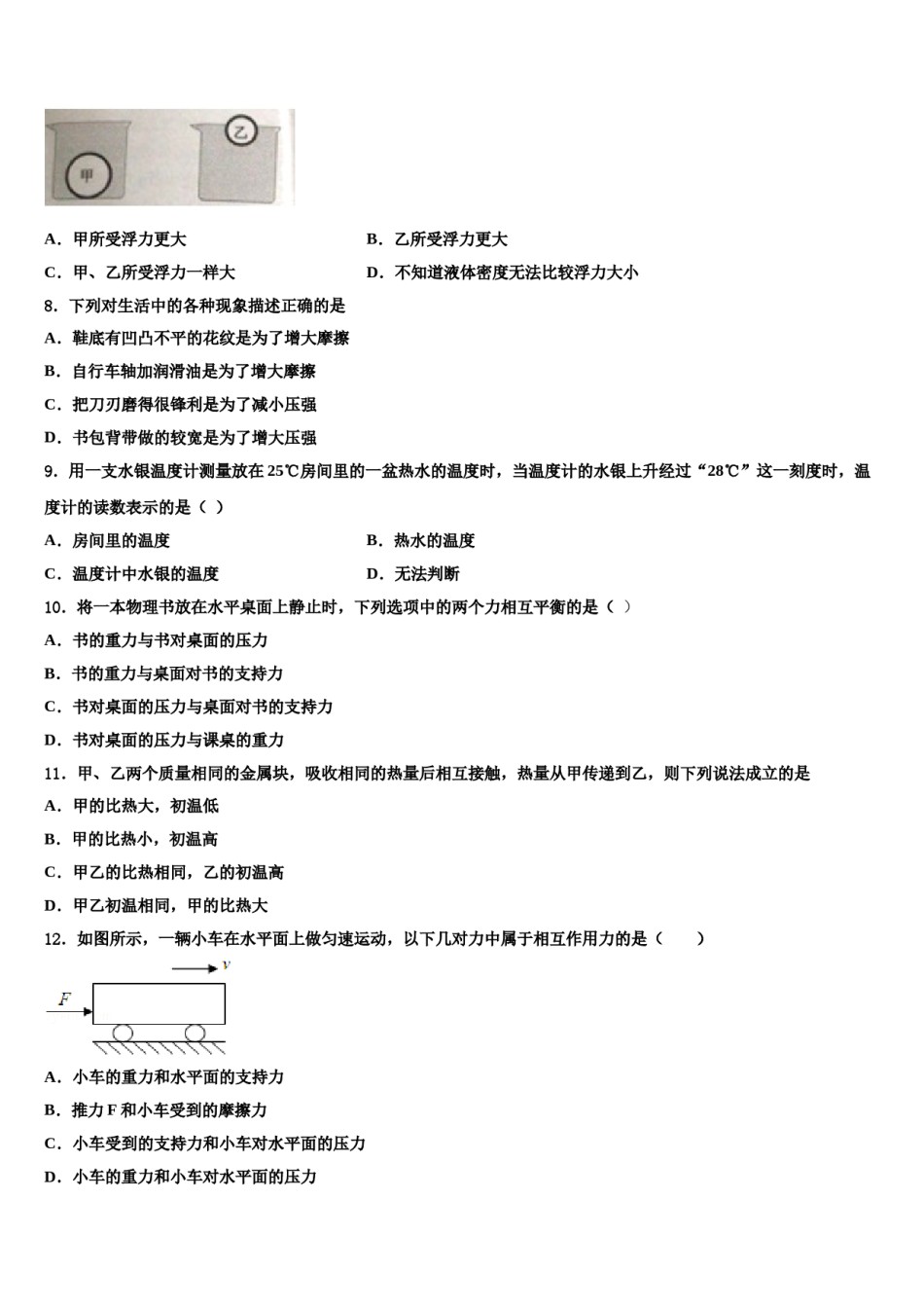 2023-2024学年海南省物理八下期末检测模拟试题含解析.doc_第3页