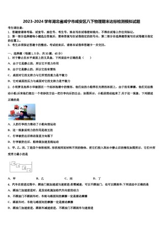 2023-2024学年湖北省咸宁市咸安区八下物理期末达标检测模拟试题含解析.doc