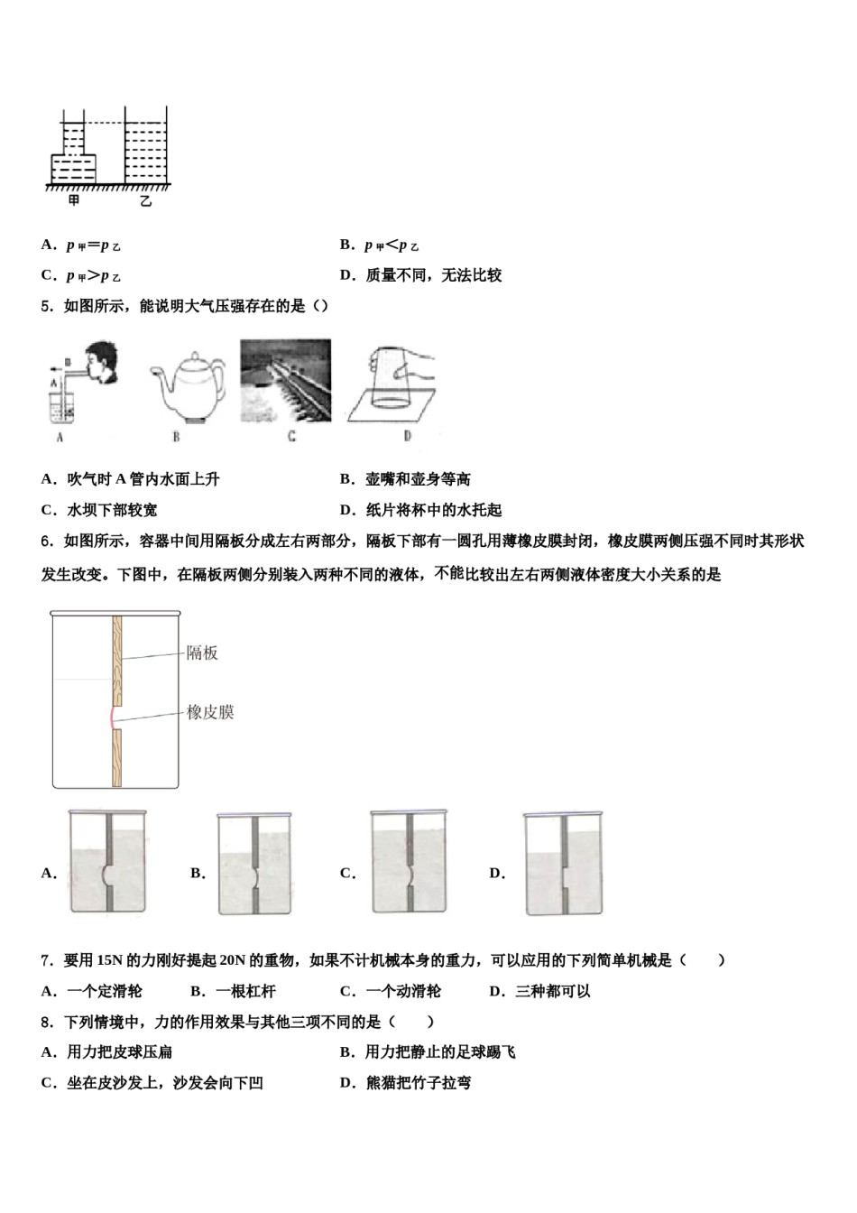 2023-2024学年湖北省大冶市物理八下期末质量跟踪监视模拟试题含解析.doc_第2页