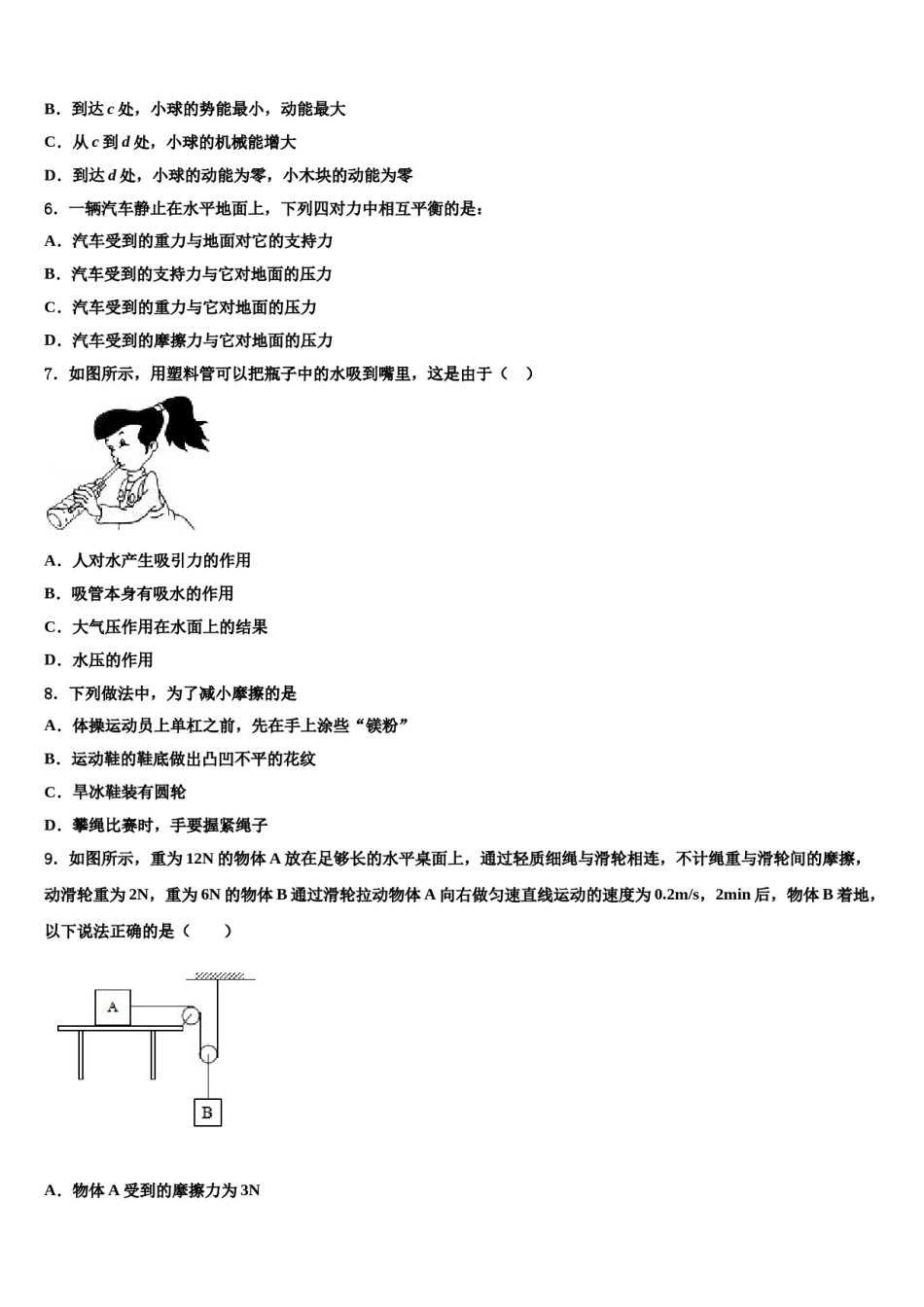 2023-2024学年湖北省武汉六中上智中学物理八下期末经典模拟试题含解析.doc_第2页