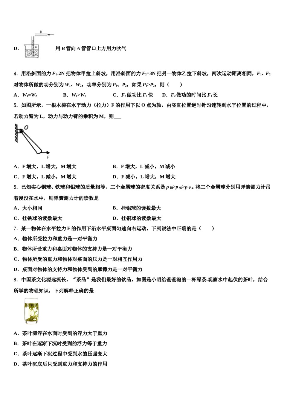 2023-2024学年湖北省武汉市二中学广雅中学物理八下期末复习检测模拟试题含解析.doc_第2页