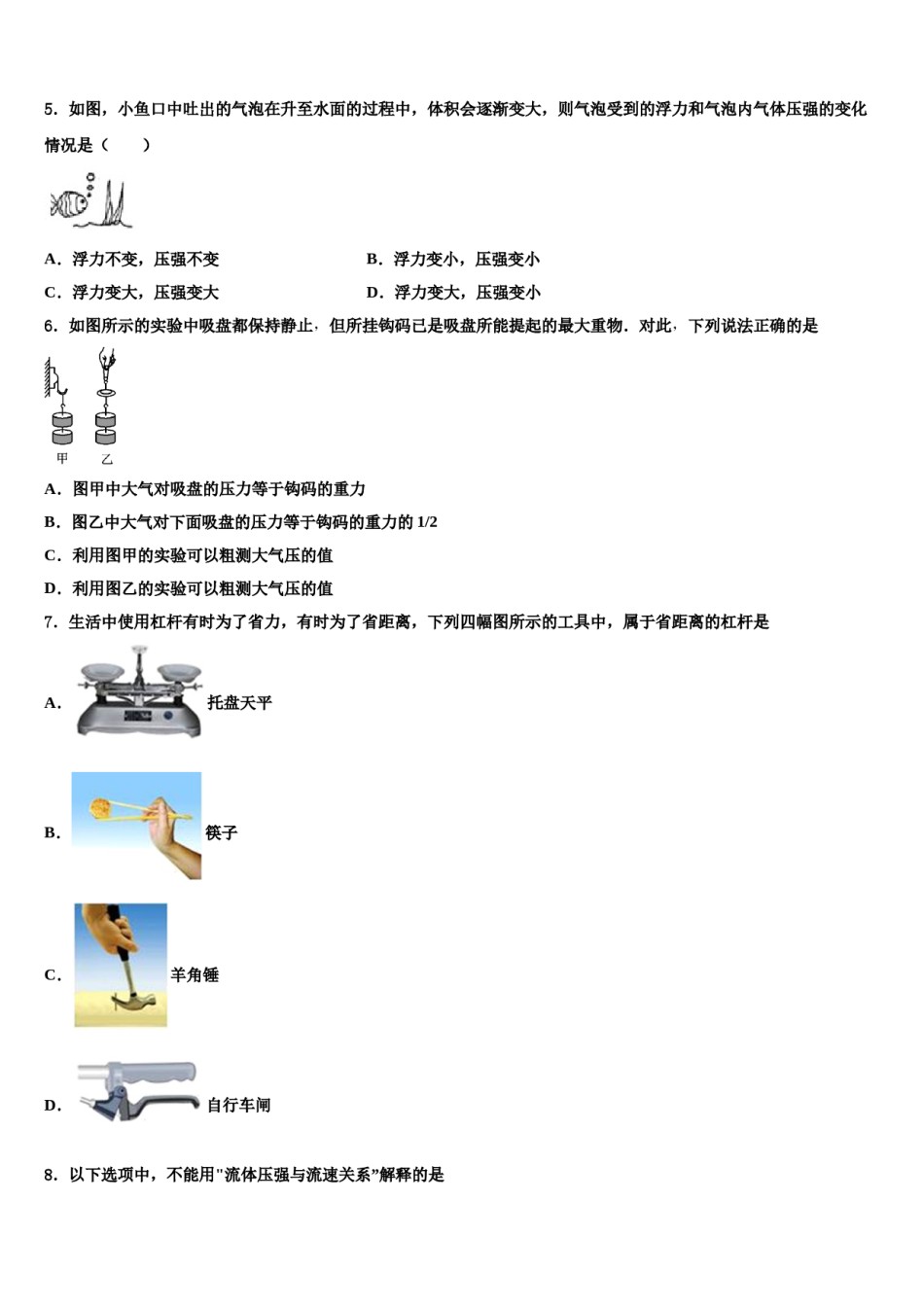 2023-2024学年湖北省武汉市名校八年级物理第二学期期末监测模拟试题含解析.doc_第2页