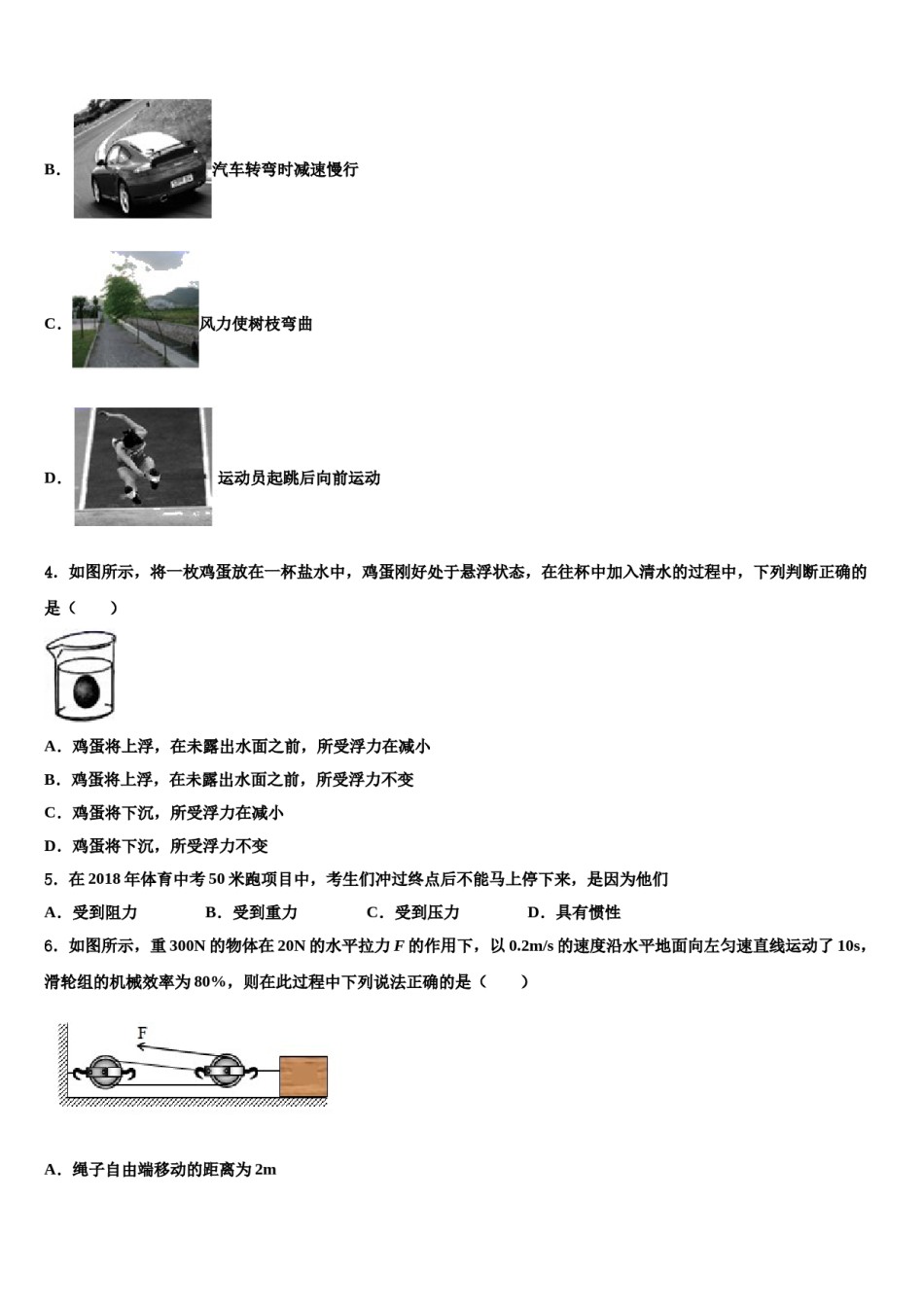 2023-2024学年湖北省襄阳市徐寨中学物理八下期末联考试题含解析.doc_第2页