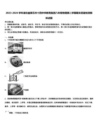 2023-2024学年湖北省黄石市十四中学教育集团八年级物理第二学期期末质量检测模拟试题含解析.doc