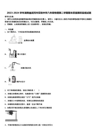 2023-2024学年湖南省武冈市实验中学八年级物理第二学期期末质量跟踪监视试题含解析.doc