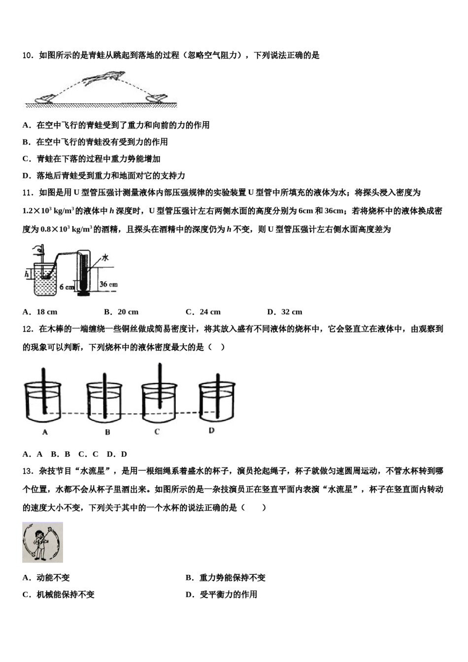 2023-2024学年湖南省永州市物理八下期末教学质量检测模拟试题含解析.doc_第3页