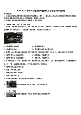 2023-2024学年湖南省益阳市普通八下物理期末统考试题含解析.doc