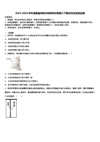 2023-2024学年湖南省耒阳市冠湘学校物理八下期末综合测试试题含解析.doc