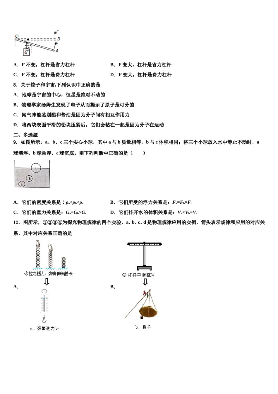 2023-2024学年湖南省长沙市一中学湘一南湖学校八年级物理第二学期期末监测试题含解析.doc_第2页