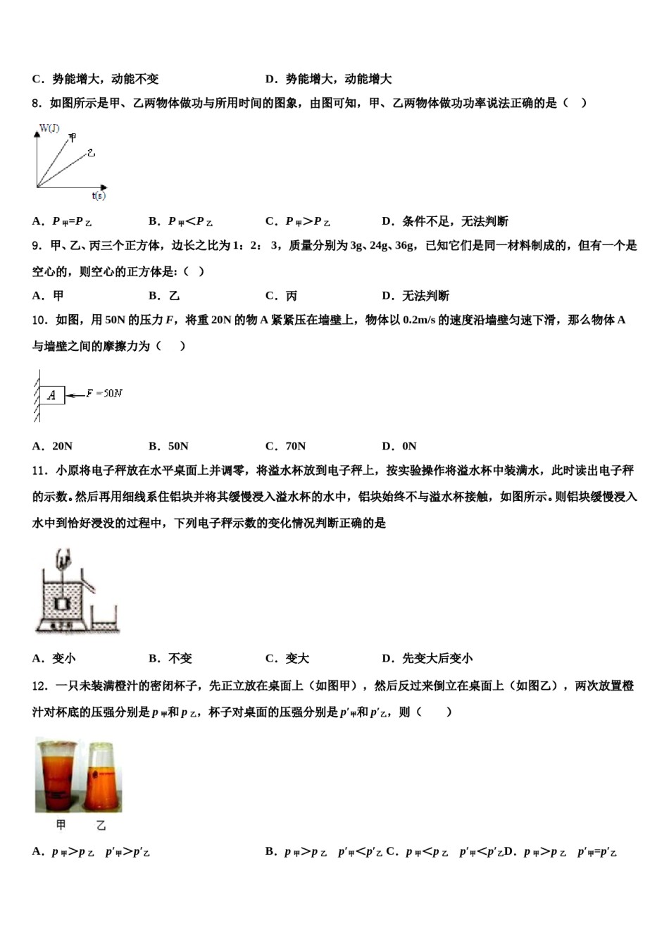 2023-2024学年湖南省长沙市中学雅培粹中学物理八下期末综合测试模拟试题含解析.doc_第3页