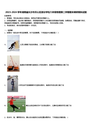 2023-2024学年湖南省长沙市天心区部分学校八年级物理第二学期期末调研模拟试题含解析.doc