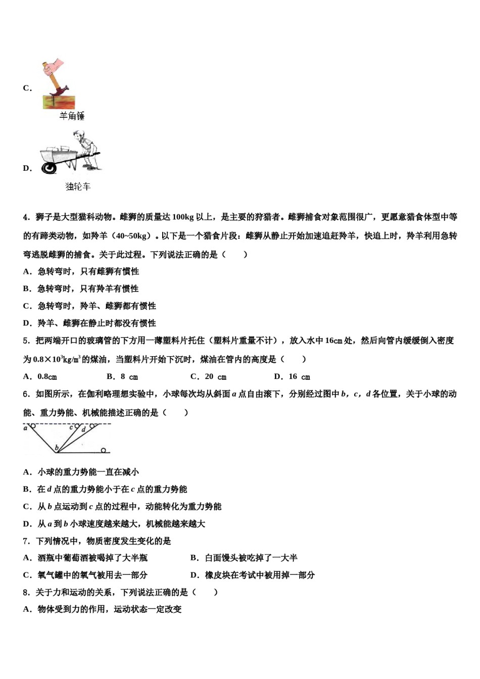 2023-2024学年湖南省长沙市望城区第二中学八年级物理第二学期期末检测模拟试题含解析.doc_第2页