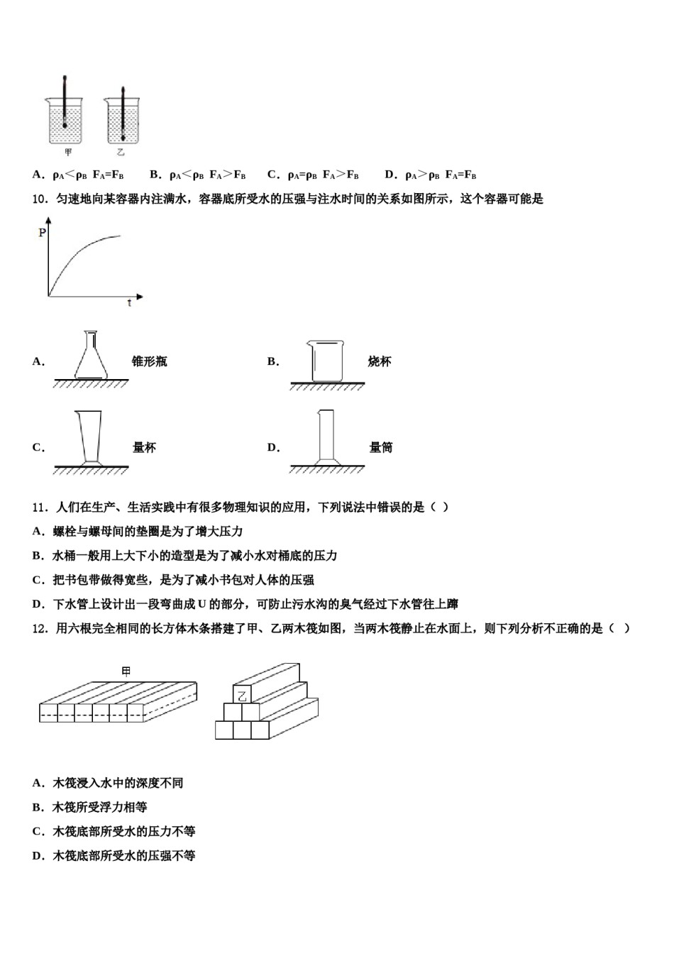 2023-2024学年湖南省长沙市湖南师大附中联考八下物理期末复习检测模拟试题含解析.doc_第3页