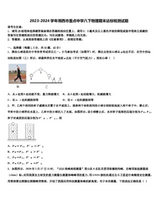 2023-2024学年湘西市重点中学八下物理期末达标检测试题含解析.doc