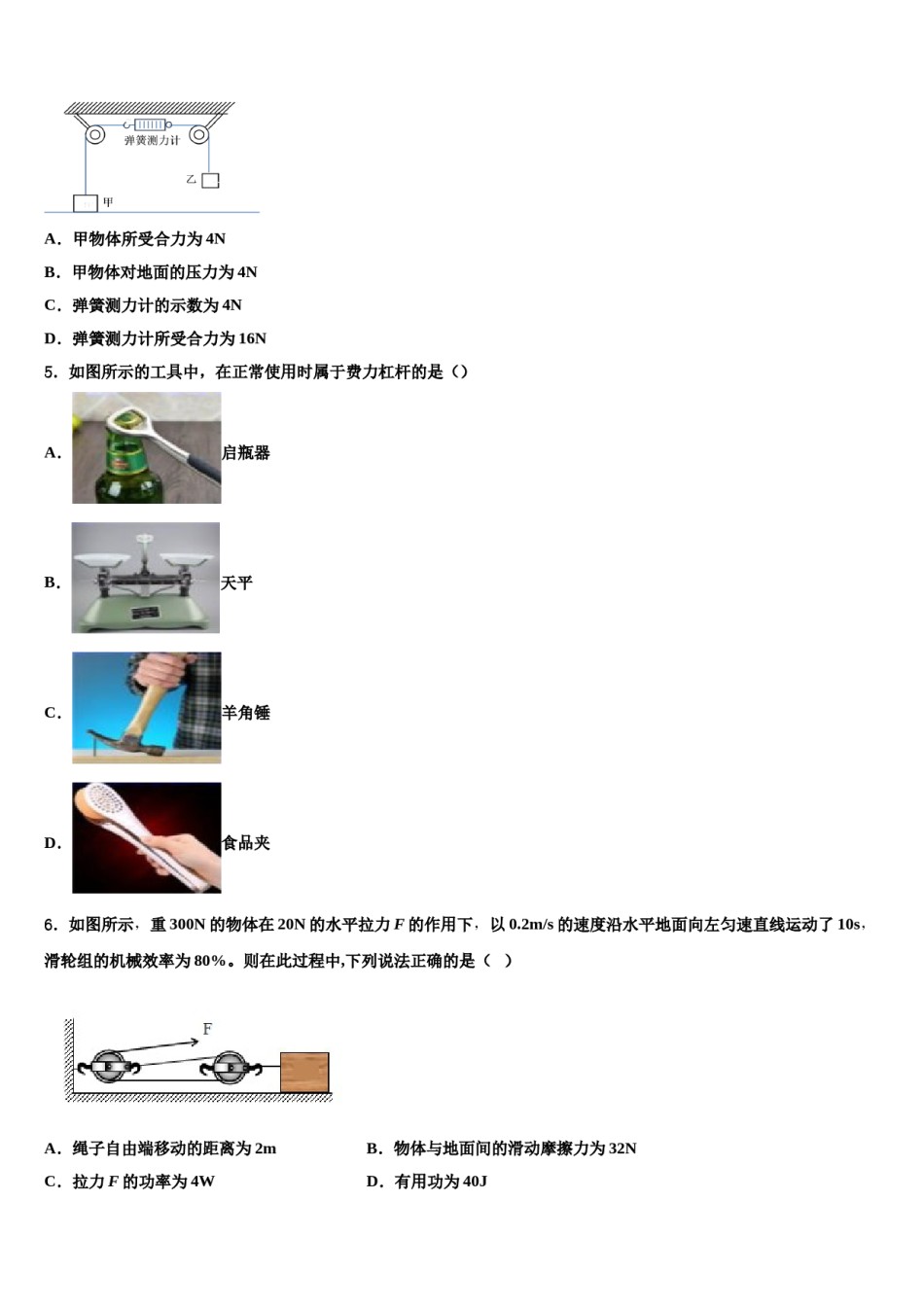 2023-2024学年甘肃省临夏市八下物理期末质量跟踪监视模拟试题含解析.doc_第2页