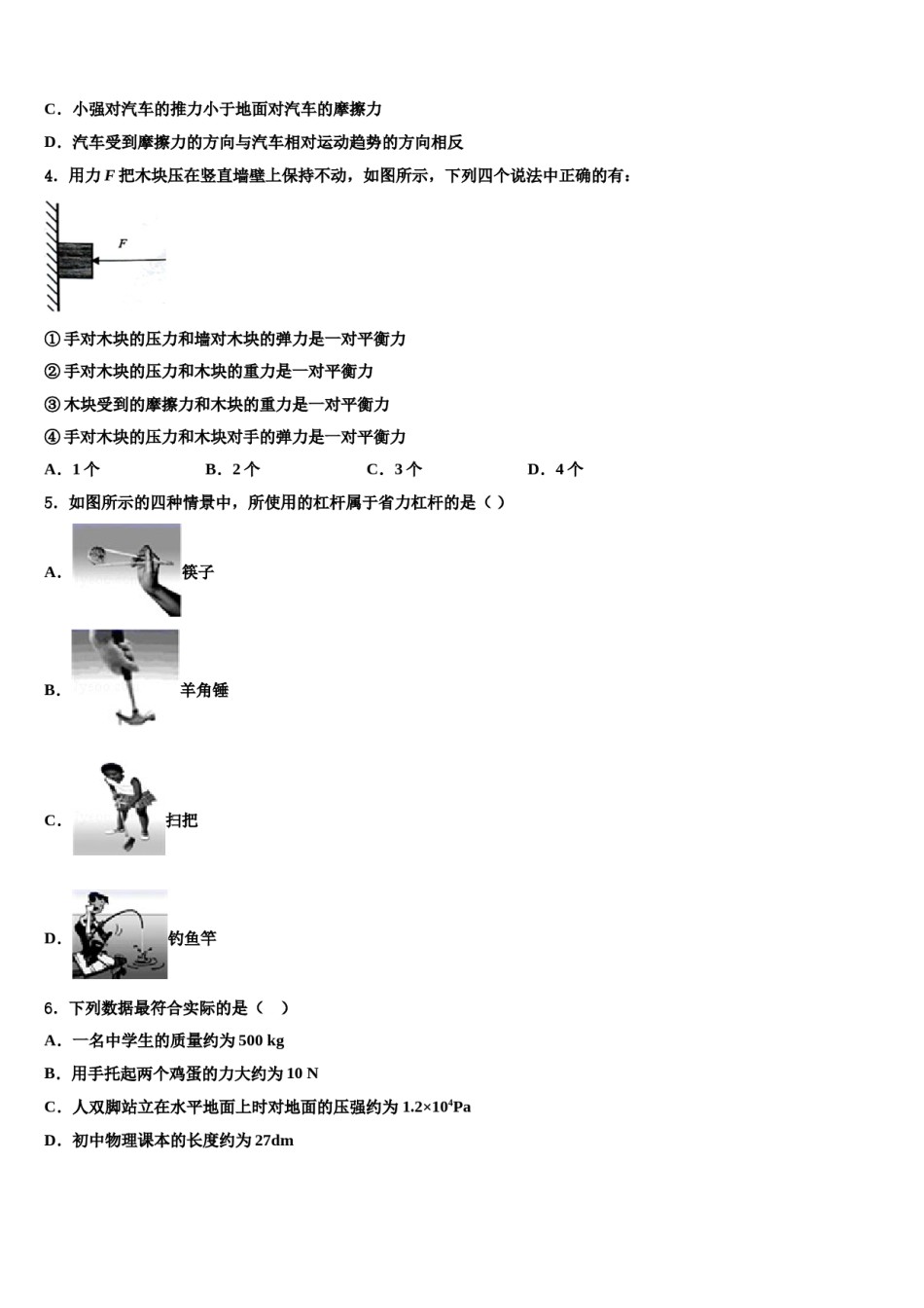 2023-2024学年甘肃省定西市陇西县八年级物理第二学期期末复习检测试题含解析.doc_第2页