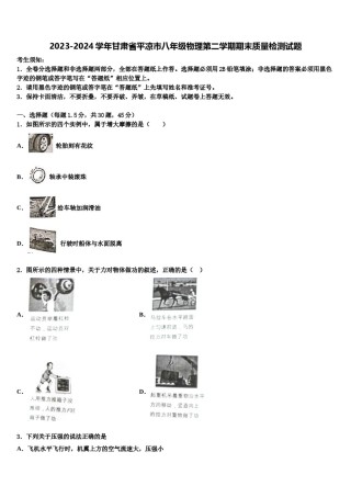 2023-2024学年甘肃省平凉市八年级物理第二学期期末质量检测试题含解析.doc