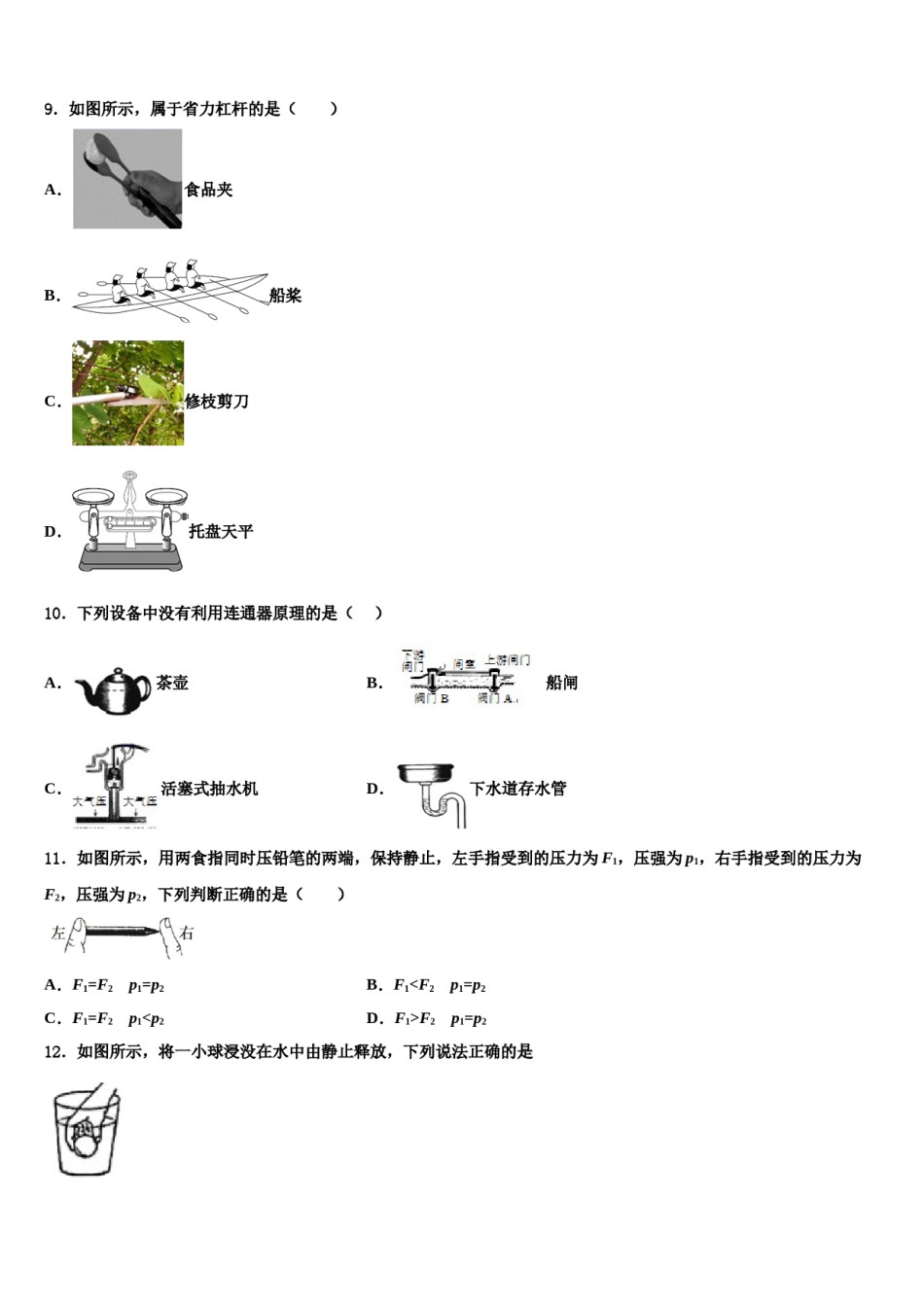 2023-2024学年甘肃省庆阳市环县八年级物理第二学期期末学业水平测试试题含解析.doc_第3页
