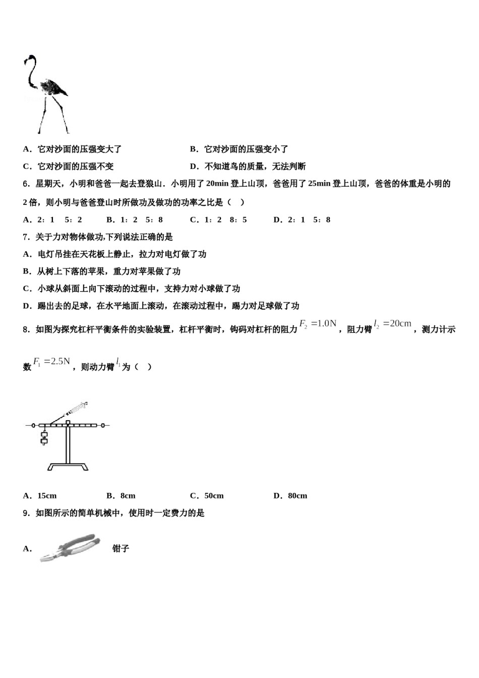 2023-2024学年甘肃省永昌六中学八下物理期末学业质量监测模拟试题含解析.doc_第3页