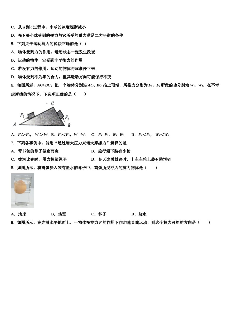 2023-2024学年石家庄市裕华区40中学物理八下期末综合测试模拟试题含解析.doc_第2页