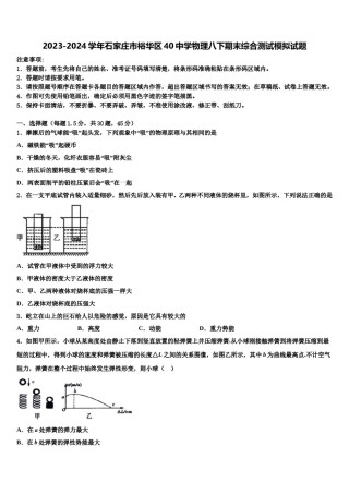 2023-2024学年石家庄市裕华区40中学物理八下期末综合测试模拟试题含解析.doc