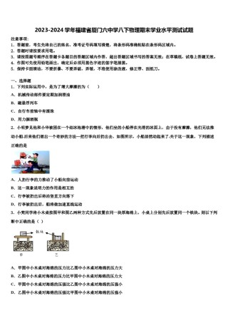 2023-2024学年福建省厦门六中学八下物理期末学业水平测试试题含解析.doc