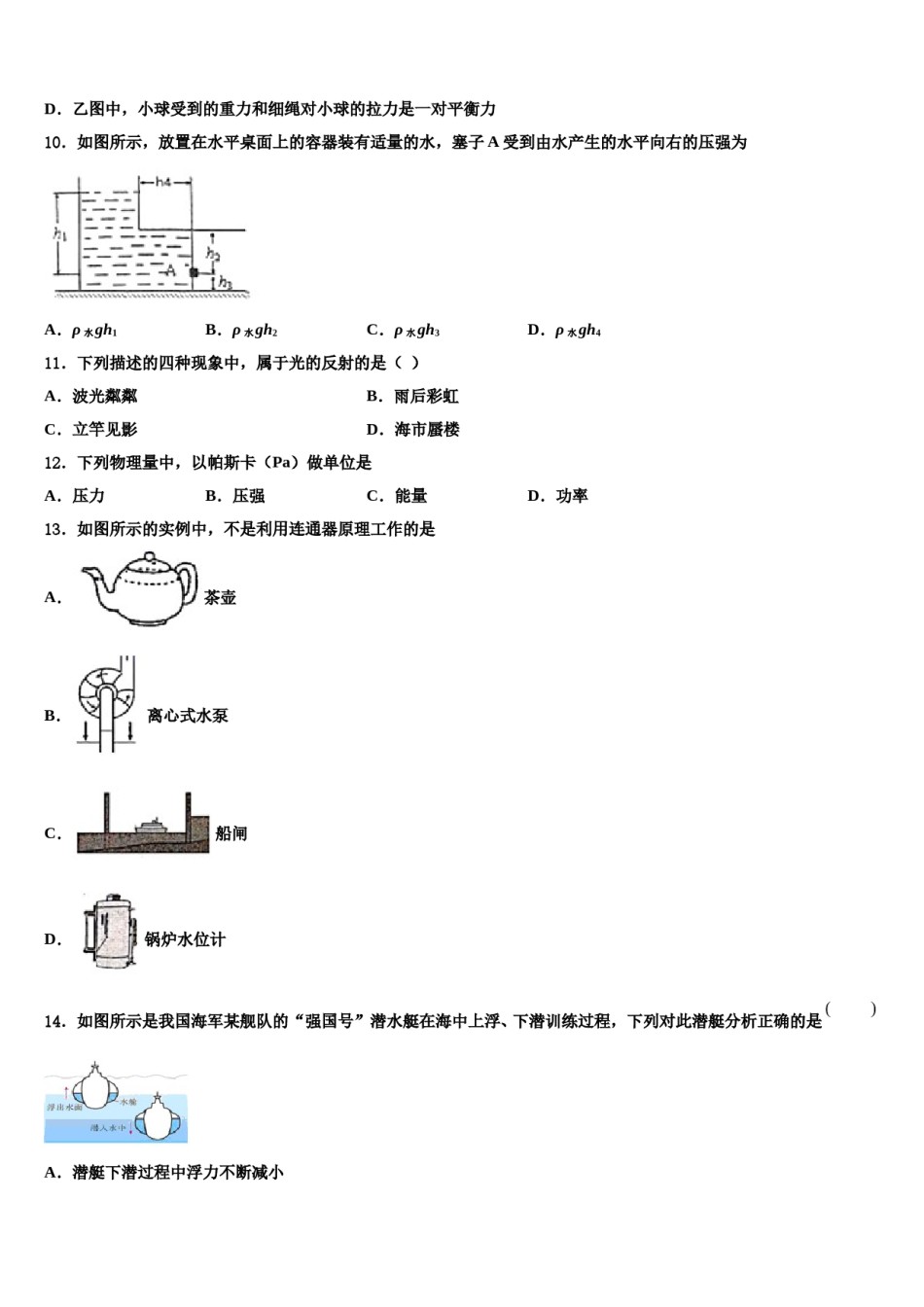2023-2024学年福建省晋江市养正中学物理八下期末经典模拟试题含解析.doc_第3页