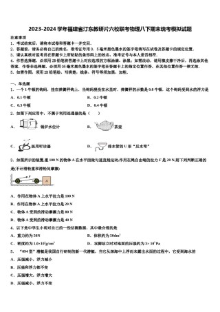 2023-2024学年福建省汀东教研片六校联考物理八下期末统考模拟试题含解析.doc