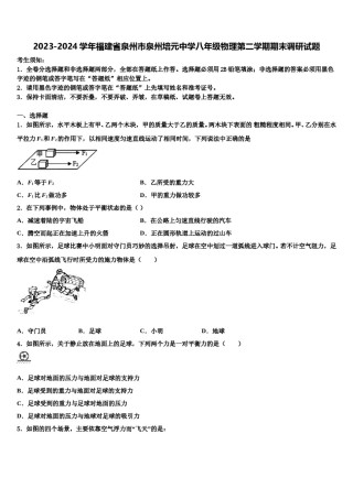 2023-2024学年福建省泉州市泉州培元中学八年级物理第二学期期末调研试题含解析.doc
