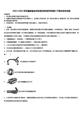 2023-2024学年福建省泉州泉港区四校联考物理八下期末统考试题含解析.doc