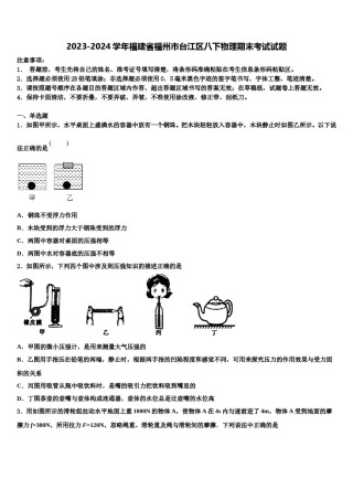 2023-2024学年福建省福州市台江区八下物理期末考试试题含解析.doc