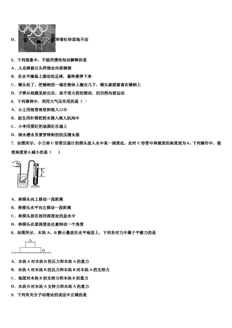 2023-2024学年福建省龙岩市永定区八年级物理第二学期期末检测试题含解析.doc_第2页
