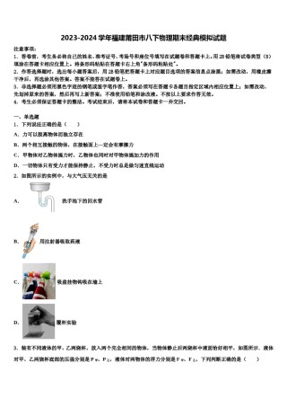 2023-2024学年福建莆田市八下物理期末经典模拟试题含解析.doc