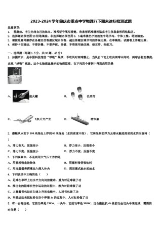 2023-2024学年肇庆市重点中学物理八下期末达标检测试题含解析.doc