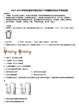 2023-2024学年贵州省毕节地区名校八下物理期末学业水平测试试题含解析.doc