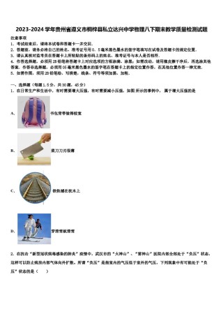 2023-2024学年贵州省遵义市桐梓县私立达兴中学物理八下期末教学质量检测试题含解析.doc
