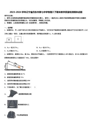 2023-2024学年辽宁省丹东市第七中学物理八下期末教学质量检测模拟试题含解析.doc