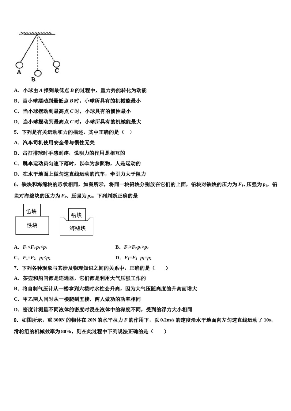 2023-2024学年辽宁省台安县八年级物理第二学期期末学业质量监测模拟试题含解析.doc_第2页