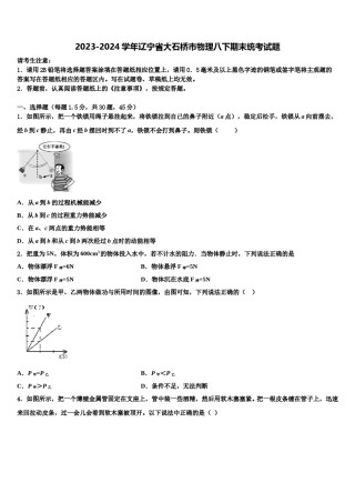 2023-2024学年辽宁省大石桥市物理八下期末统考试题含解析.doc