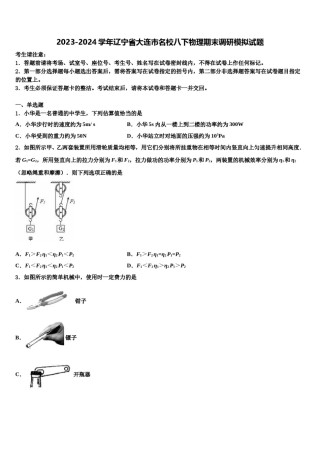2023-2024学年辽宁省大连市名校八下物理期末调研模拟试题含解析.doc