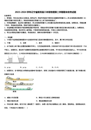 2023-2024学年辽宁省新宾县八年级物理第二学期期末统考试题含解析.doc