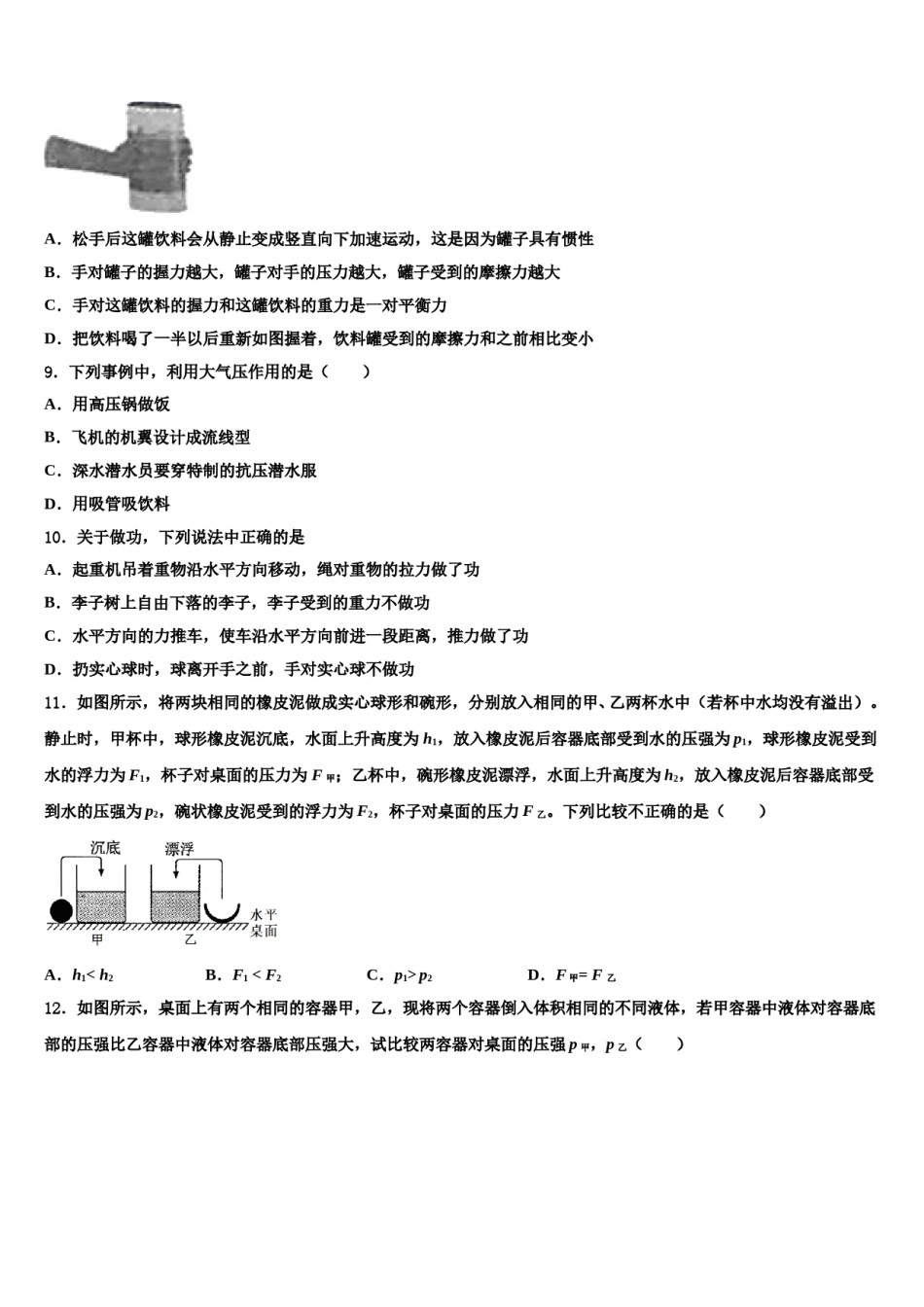 2023-2024学年辽宁省昌图县物理八下期末教学质量检测试题含解析.doc_第3页